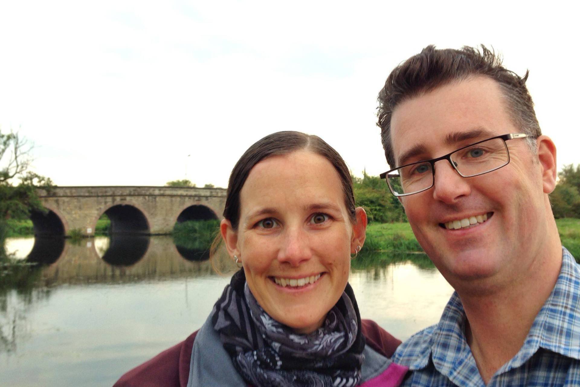 Us selfie Oundle UK bridge 1920x1280